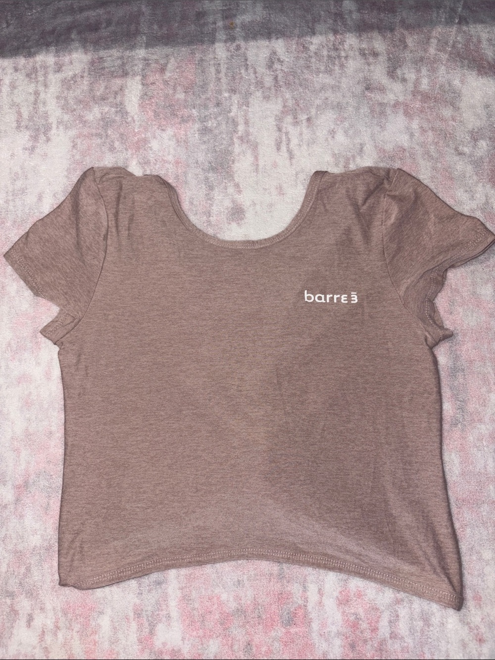 Barre3 Tan Open Back Crop Top